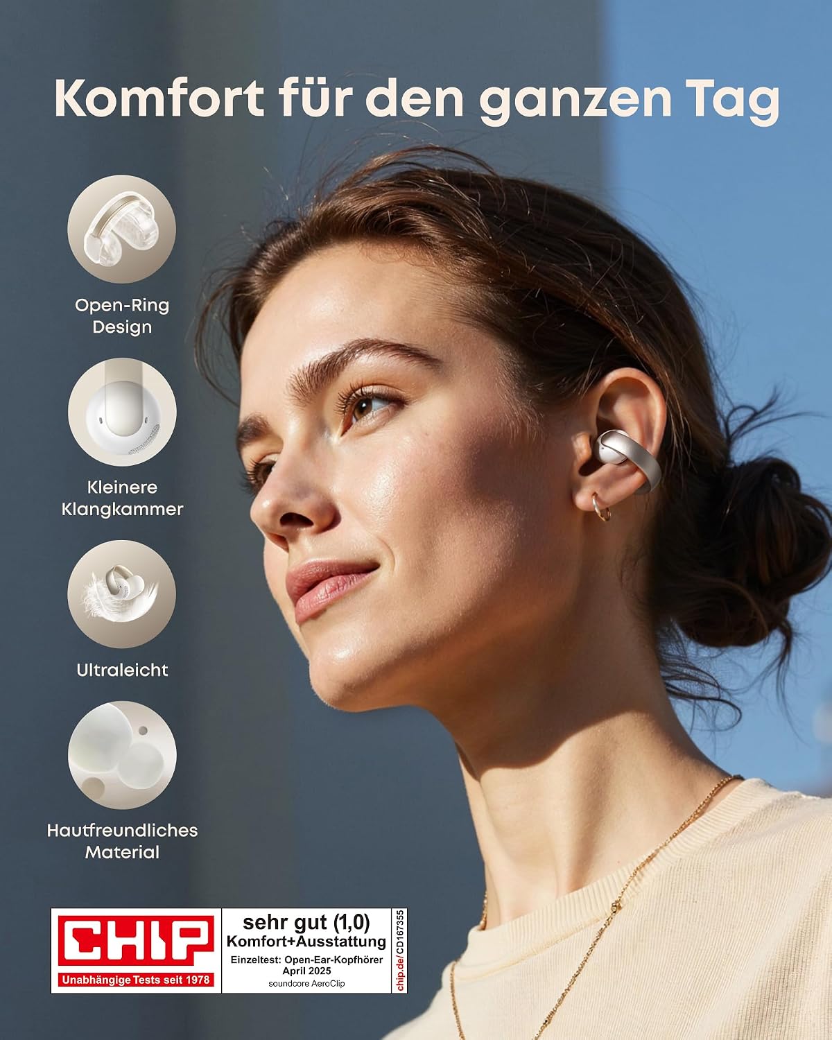 Detalle 2 de soundcore AeroClip von Anker Open-Ear Kopfhörer