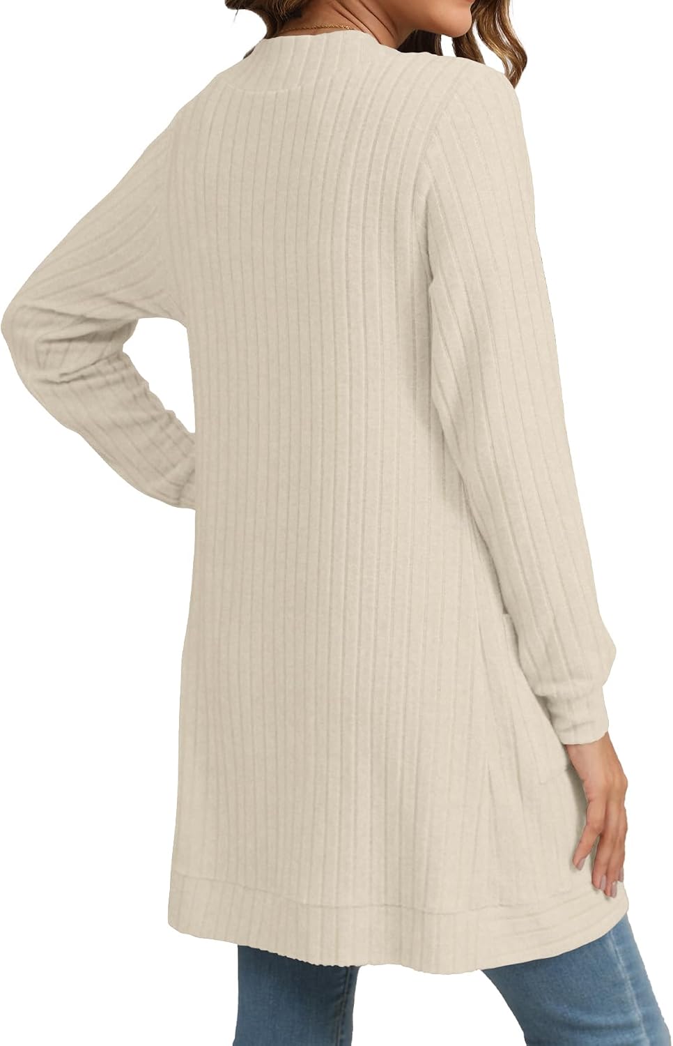 Detalle de YSYOKOW Women's Long Cardigan with Pockets — Open Front, Lightweight & Soft