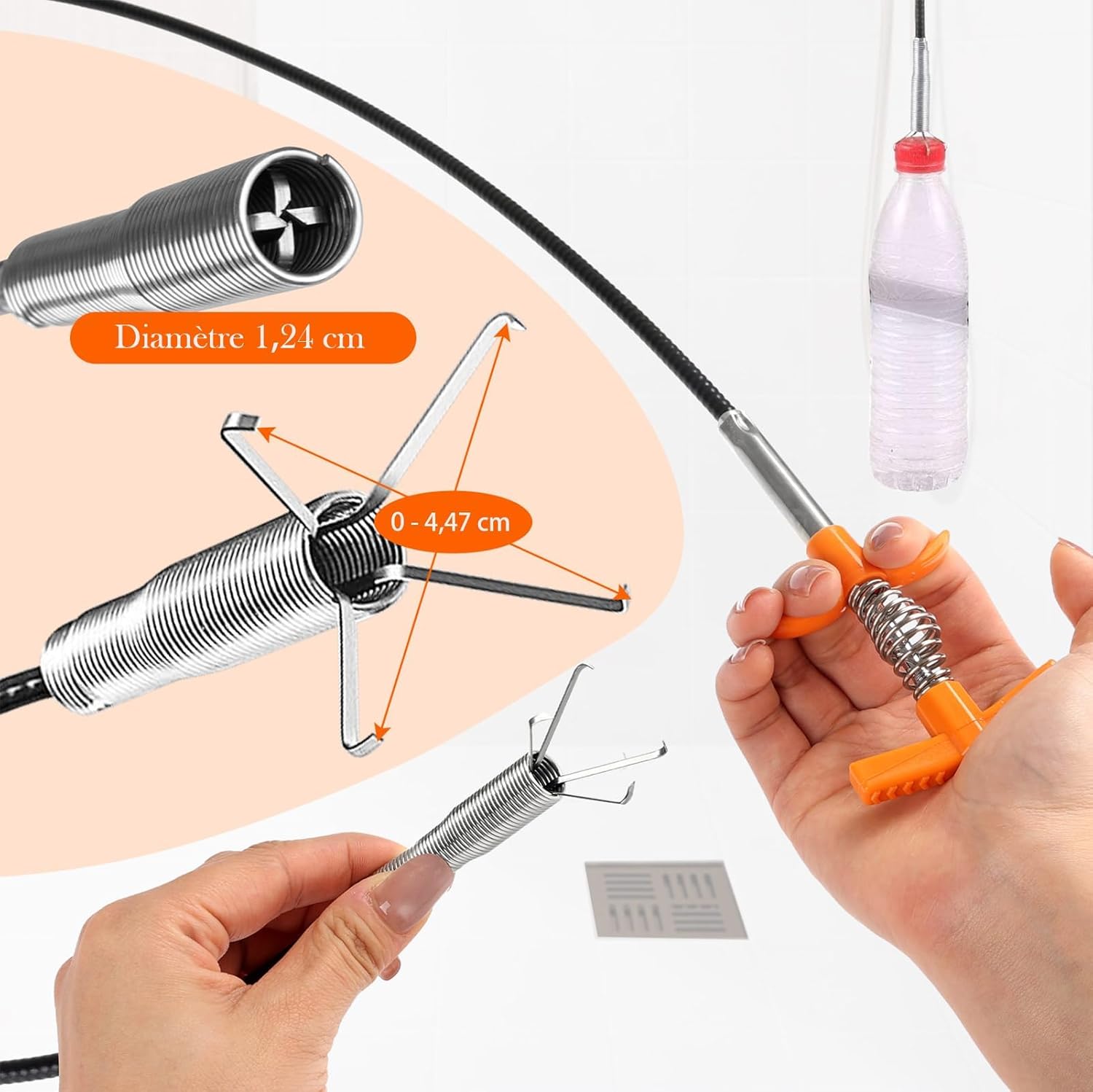 Thumbnail 2 de Qwatuy 160 cm Furet Déboucheur Professionnel Flexible – Lot de 6 pièces