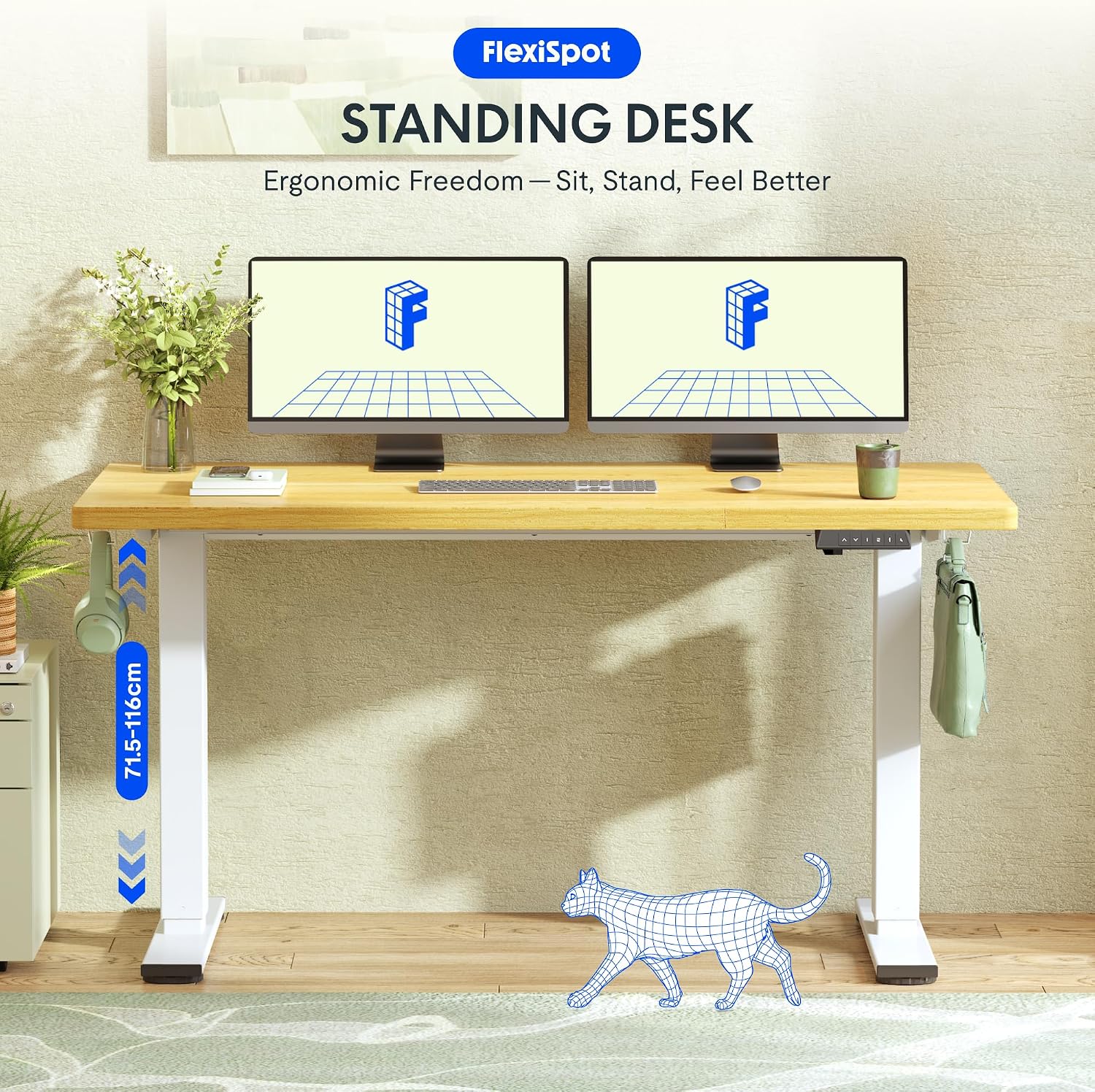 Thumbnail 3 de FLEXISPOT Höhenverstellbarer Schreibtisch 140×80cm