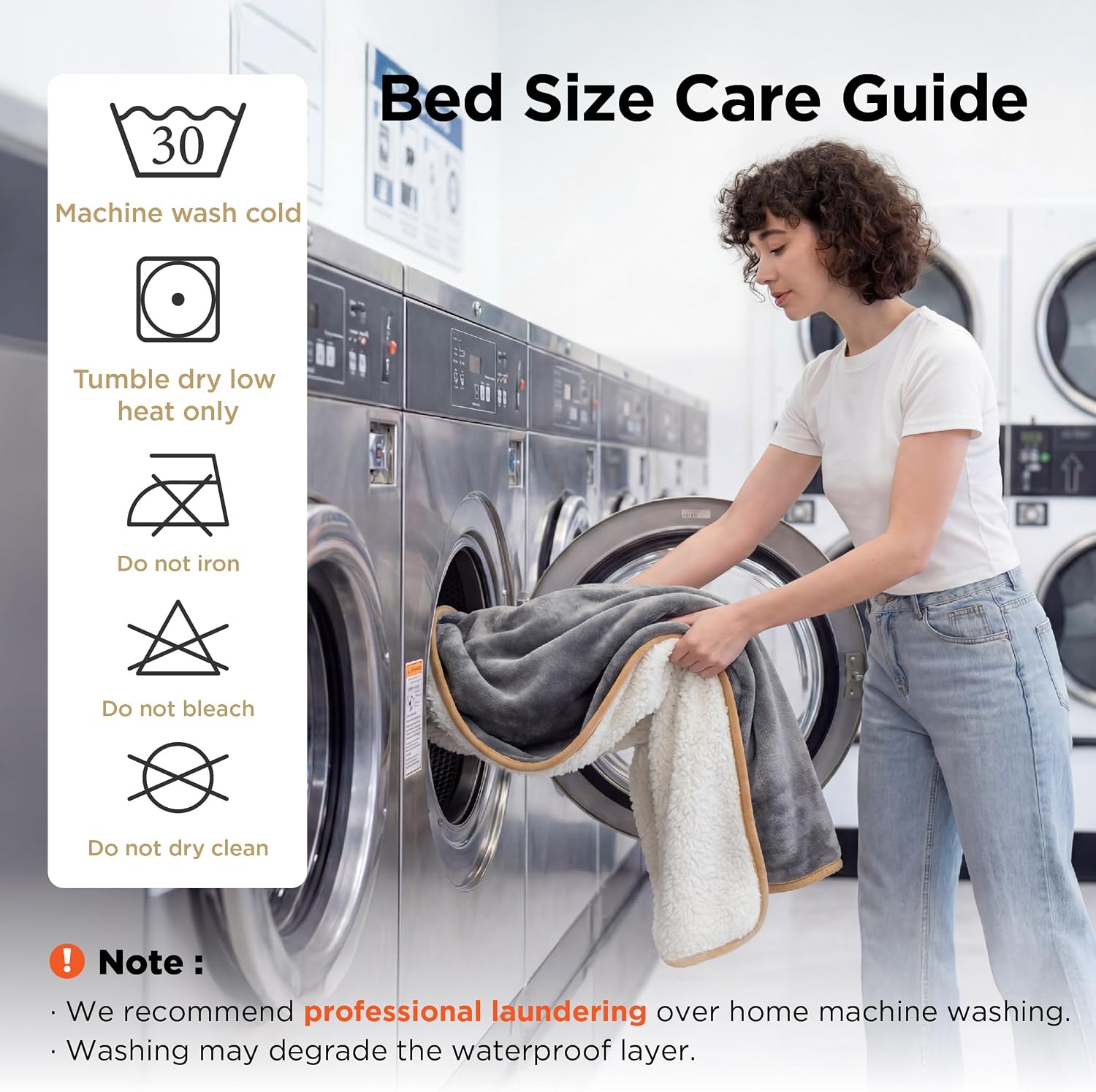 Thumbnail 4 de Bedsure Waterproof Sherpa Fleece Blanket, King 108"x86", Reversible Light Grey