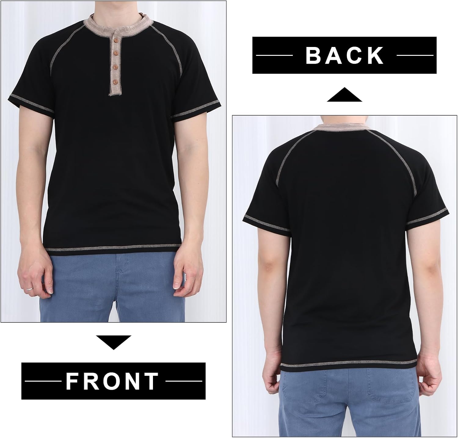 Detalle 2 de BWBIKE T-Shirt Uomo Henley, maniche corte S