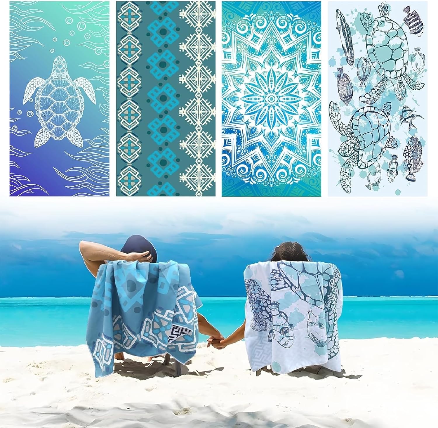 Thumbnail 5 de Microfibre Beach Towels for Adults 200x90cm (2 Pack) – Extra Large Sand-Free Quick Dry Towels, Gift Boxed, 250 GSM