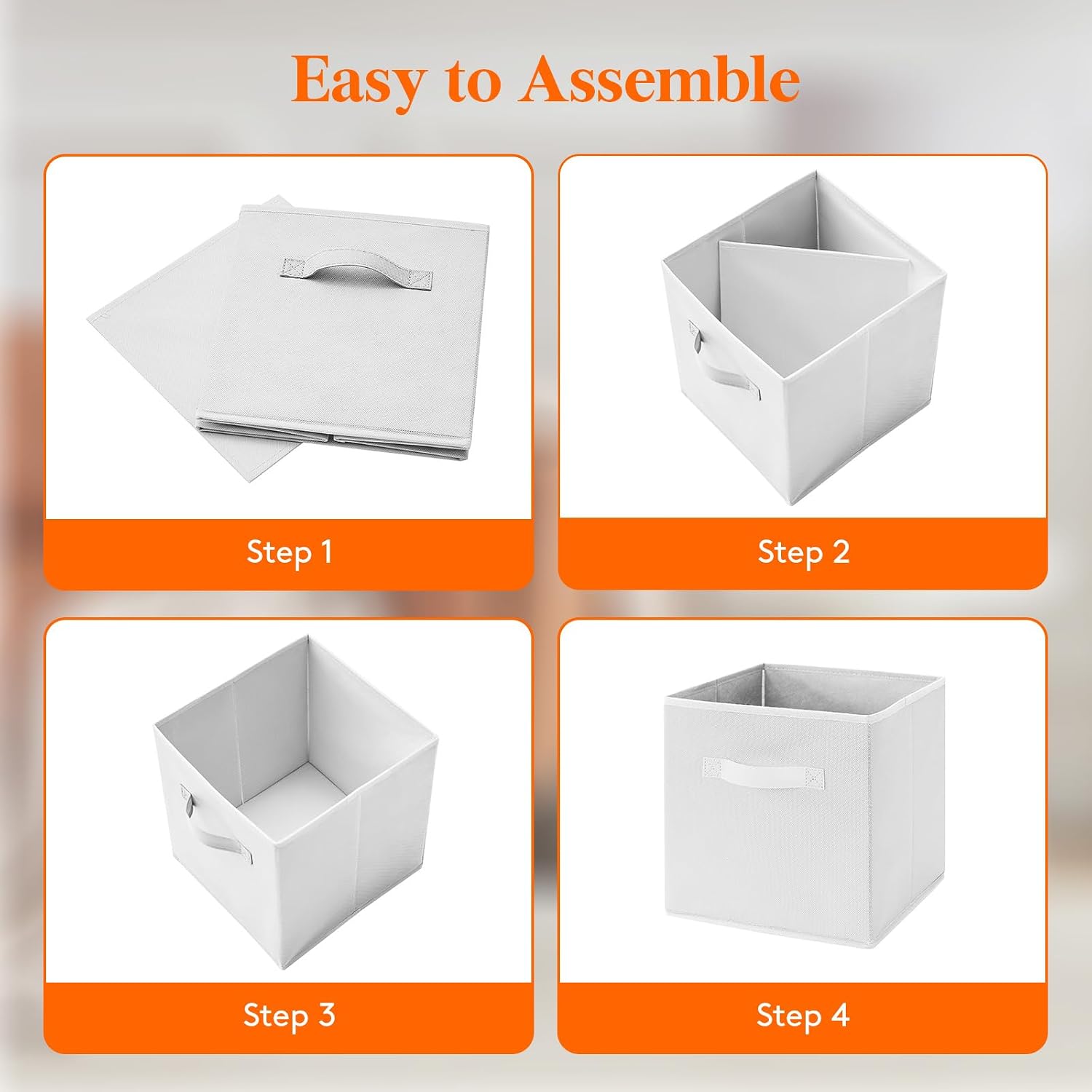 Detalle 2 de Lifewit 230211 Fabric Storage Boxes, 6-Pack, Foldable White Cubes with Handles