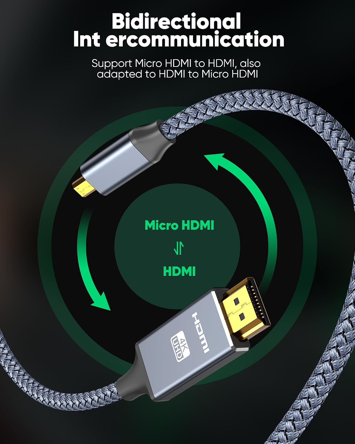 Detalle 2 de oldboytech 4K Micro HDMI to HDMI Adapter 6FT 🎥