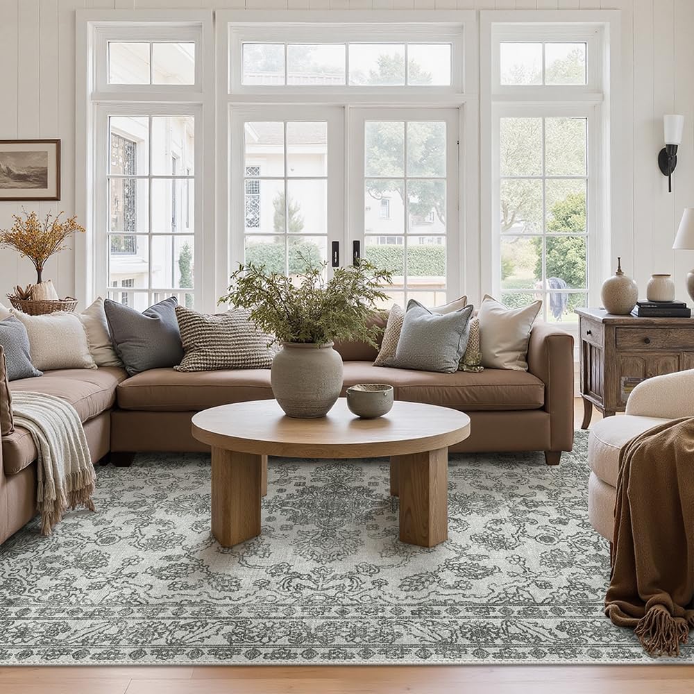 Thumbnail 1 de GENIMO Tapis Salon Vintage Persan, Lavable en machine – Noir et Gris, 160x230 cm