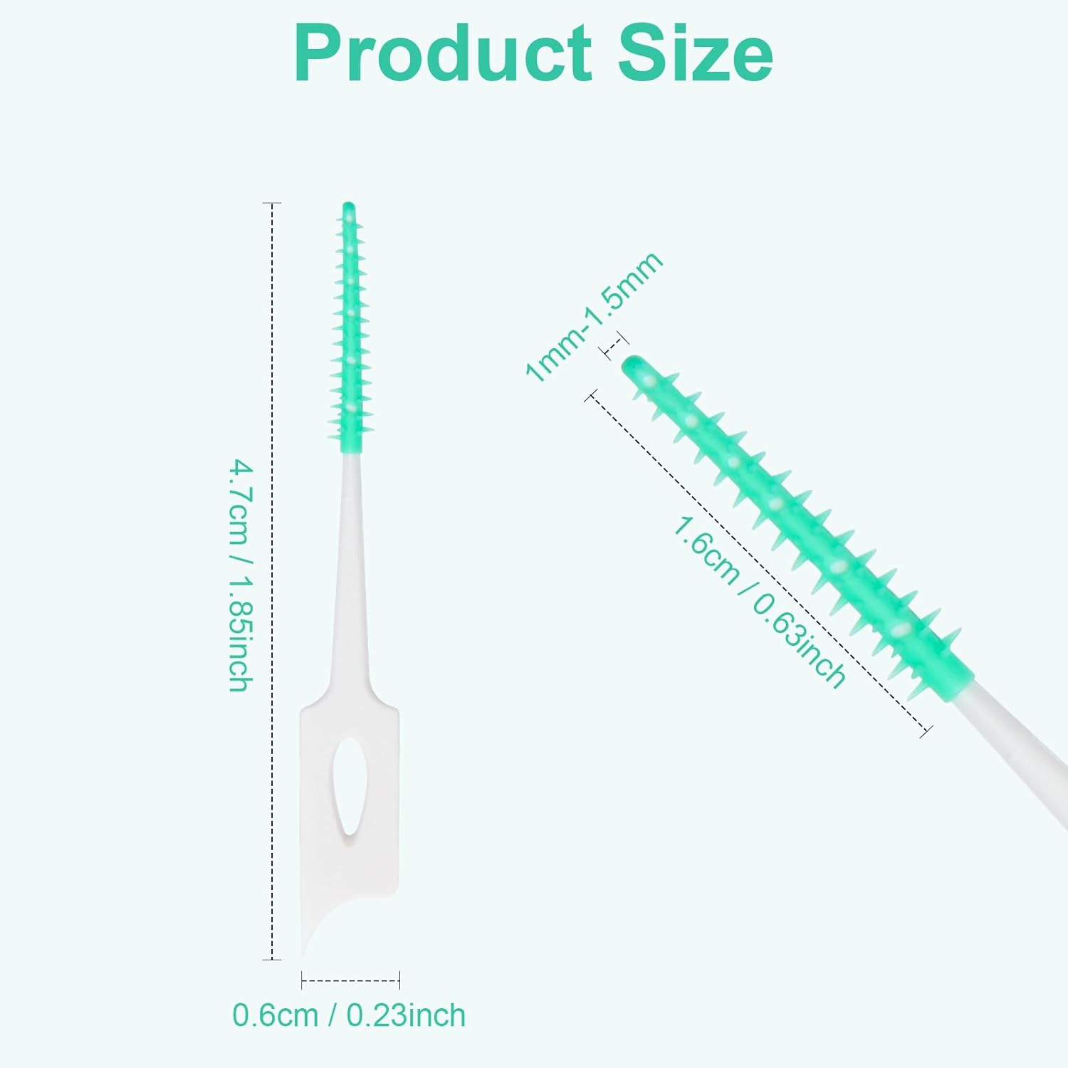 Detalle de ACSKD Dental Floss Picks (200 Count) with Soft Rubber Brush Head and Dual-Ended Interdental Design