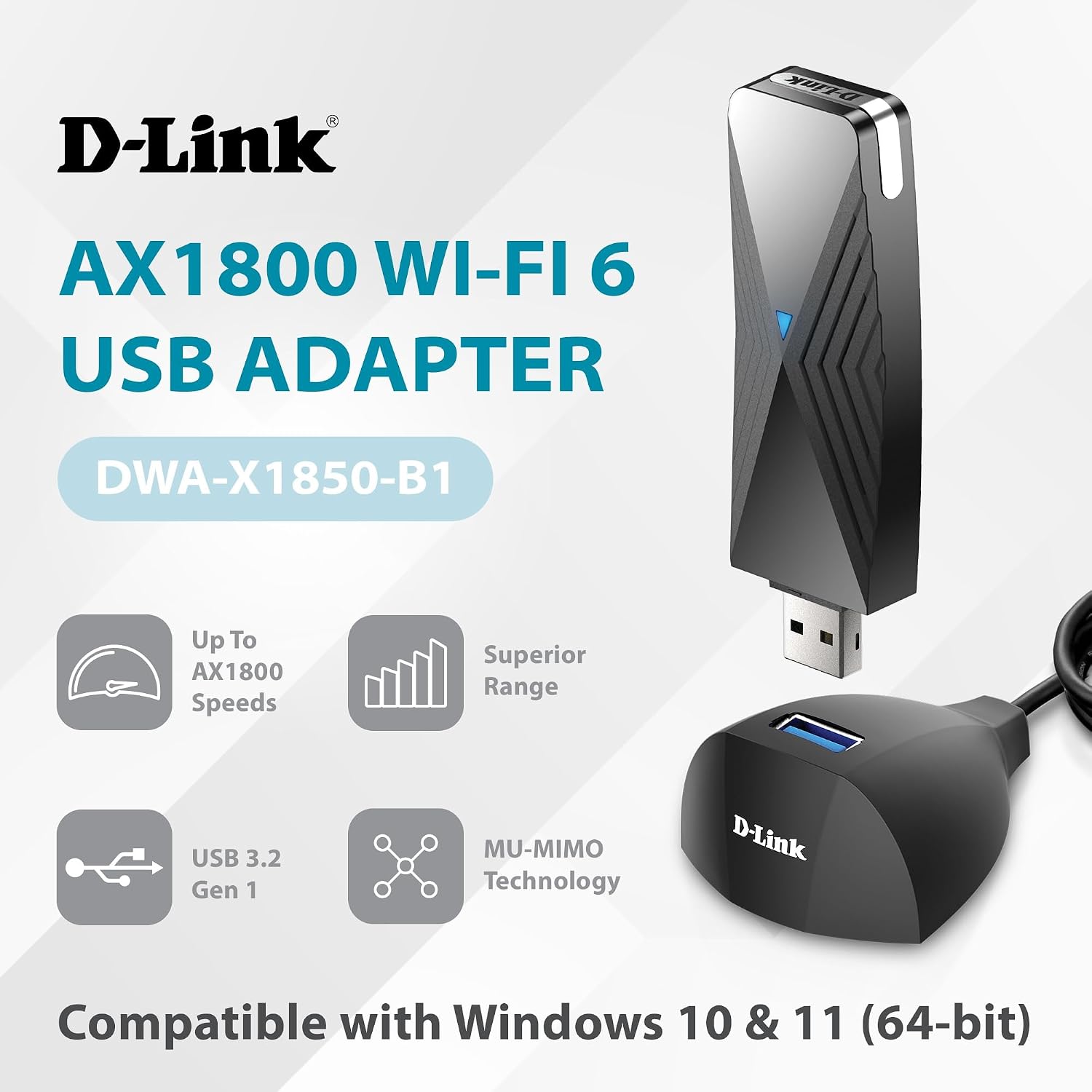 Thumbnail 1 de D-Link DWA-X1850 AX1800 USB Wi‑Fi 6 Adapter