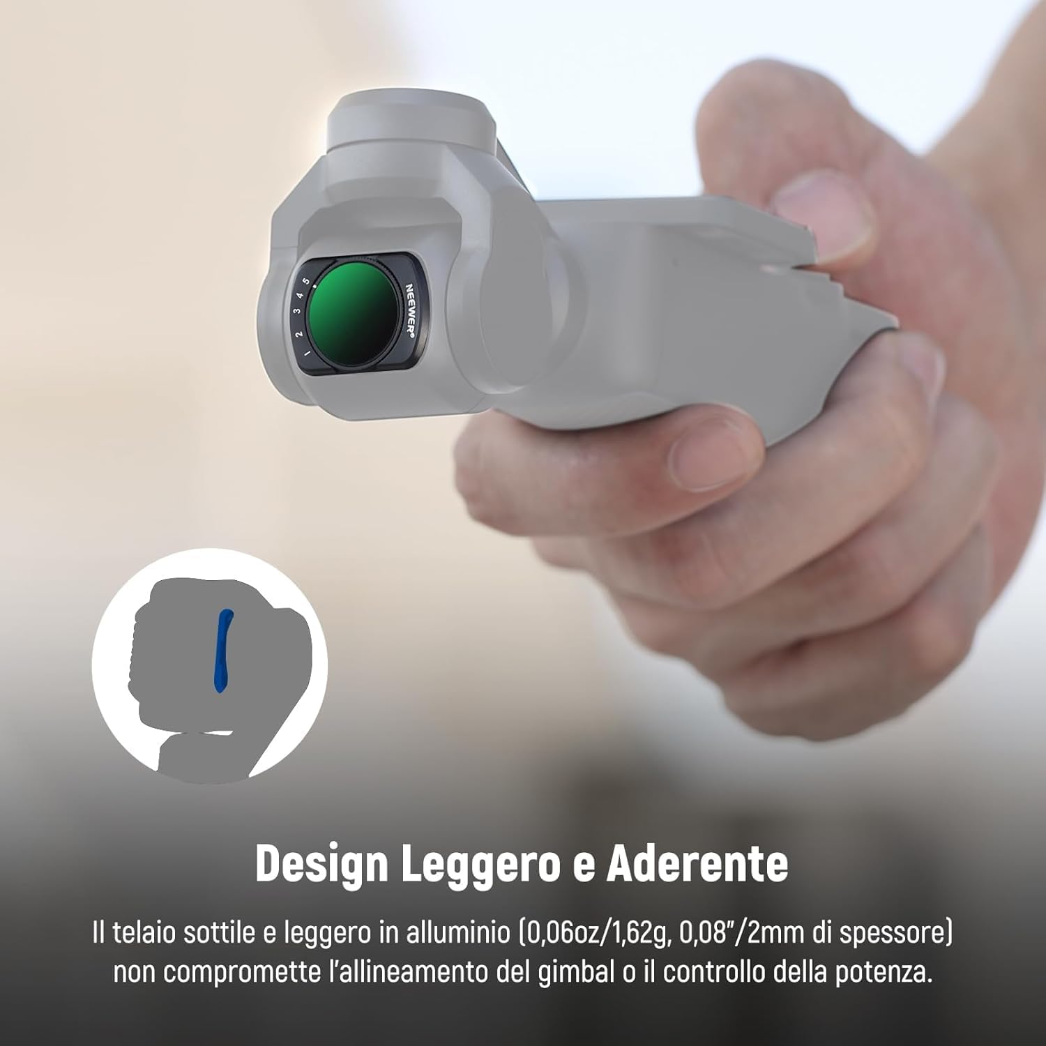 Thumbnail 5 de NEEWER set magnetico 3 filtri ND2-32,1/4 Black Diffusion e CPL per DJI Osmo Pocket 4 & Pocket 3