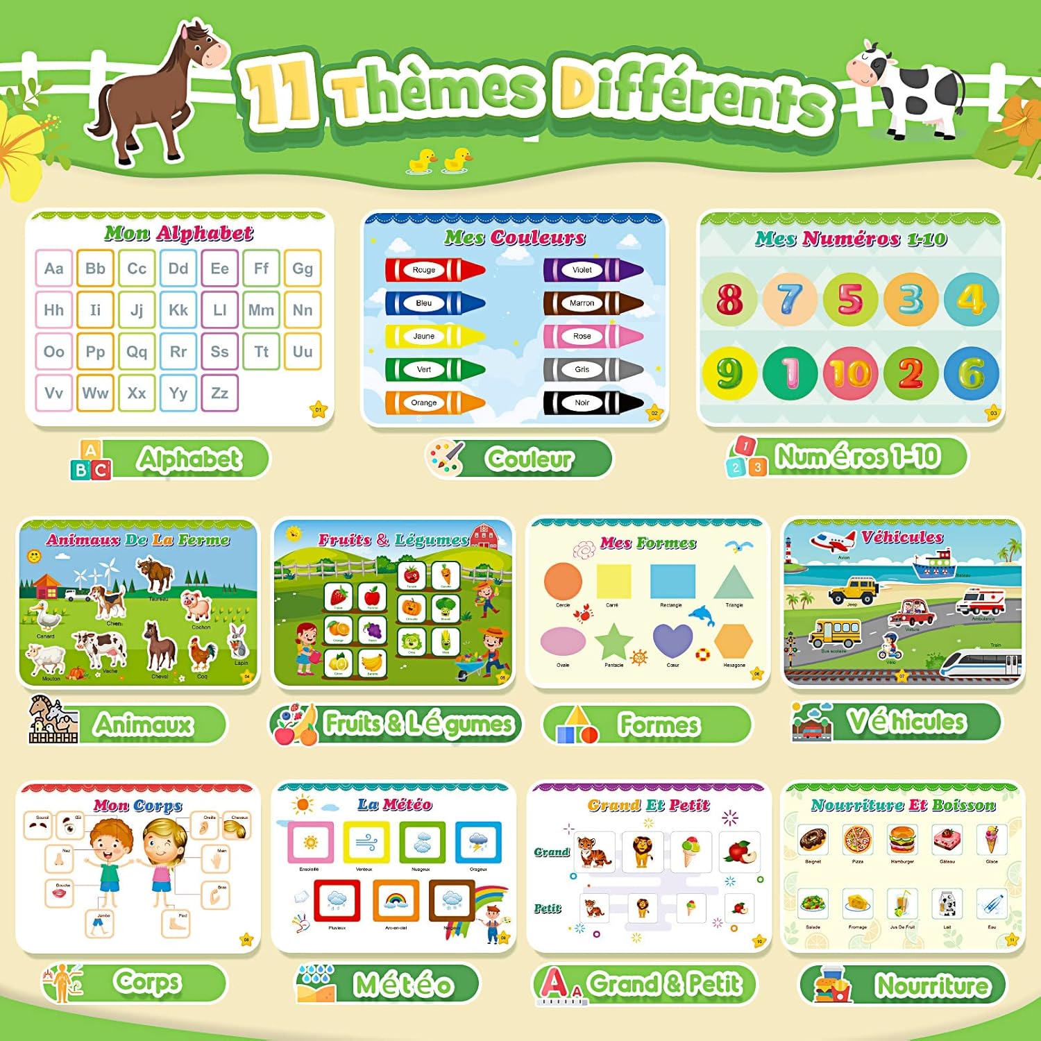 Thumbnail 1 de Gralal Quiet Book version française (Montessori) – livre sensoriel 2 à 5 ans avec 11 activités