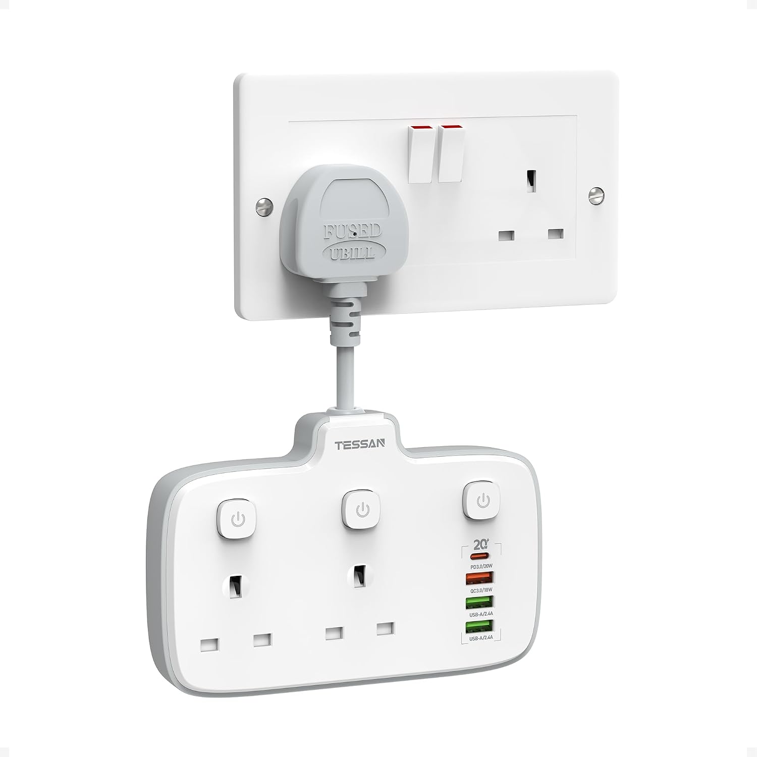 Detalle de TESSAN Double Plug Adapter 20W PD