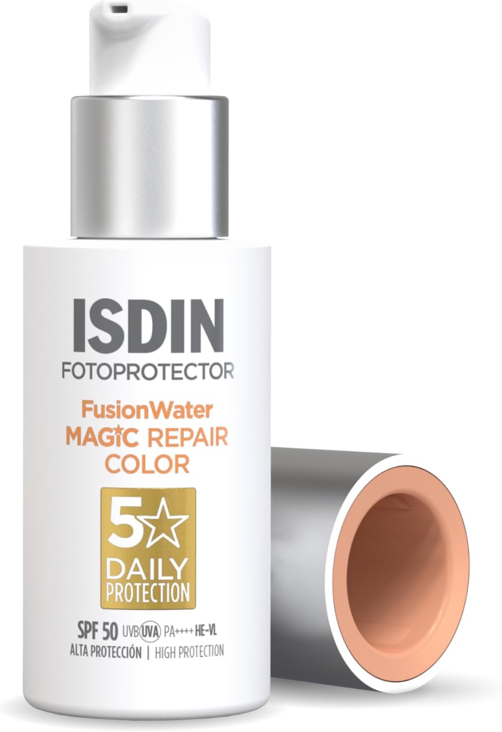 Detalle de ISDIN Fusion Water MAGIC Repair Color SPF 50: crema solare viso colorata, leggera e antietà