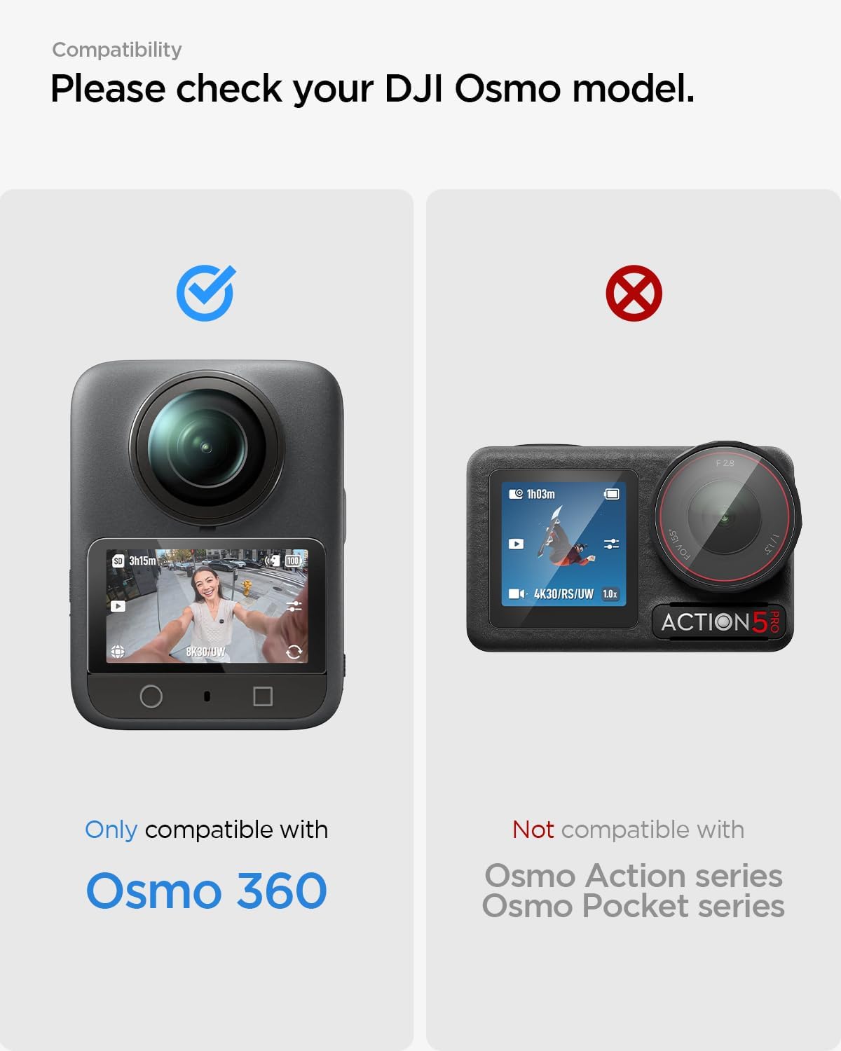 Detalle 2 de Spigen Glas.tR Slim pour DJI Osmo 360 – protection d’écran en verre trempé (2 pièces)