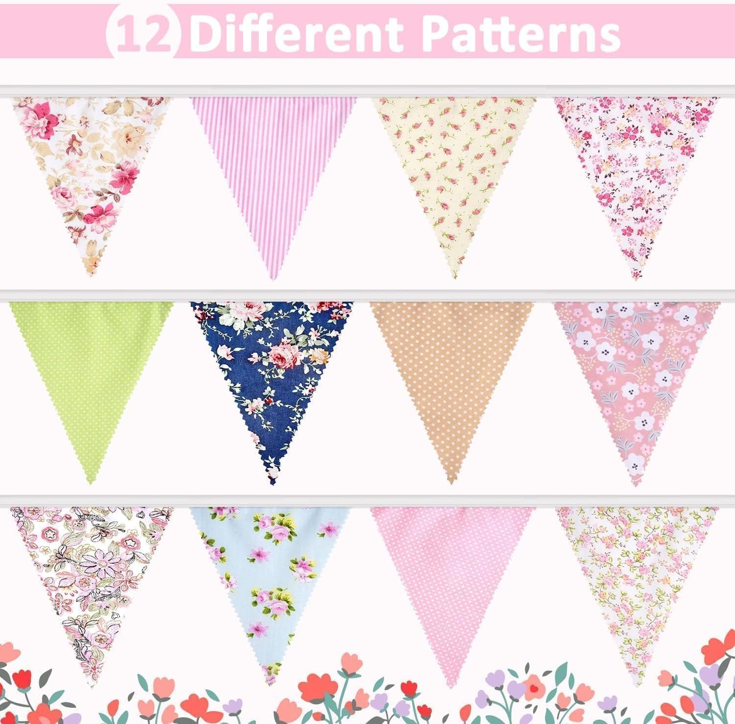 Thumbnail 2 de Alintor 45.9ft Fabric Bunting 12m 46pcs