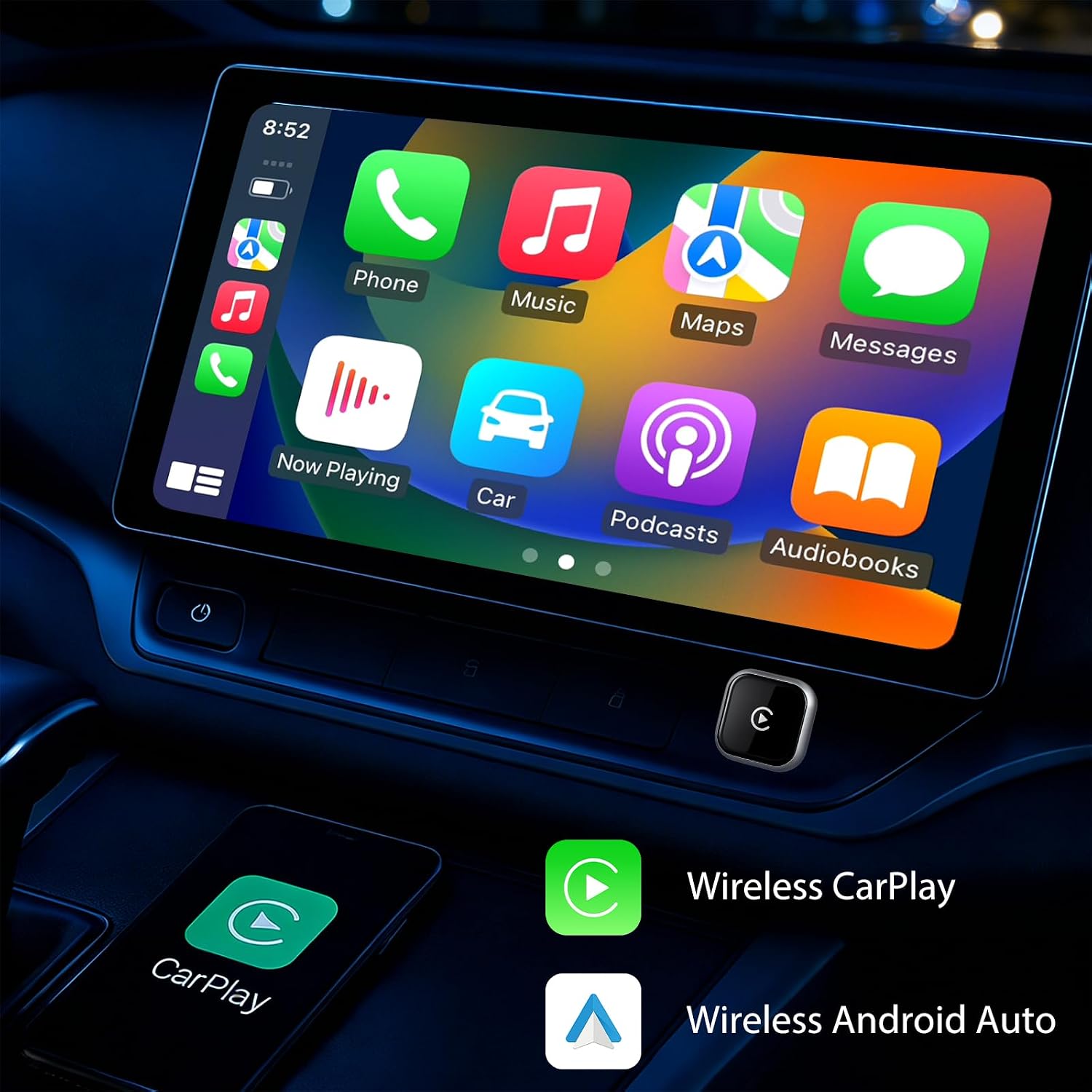 Detalle de Autonano A42 Wireless CarPlay Adapter 2 in 1