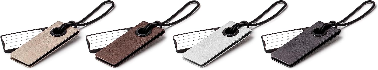 Detalle de Lexon NEO LUGGAGE TAG : étiquette de bagages en aluminium avec lanière en gomme (alu/rouge)