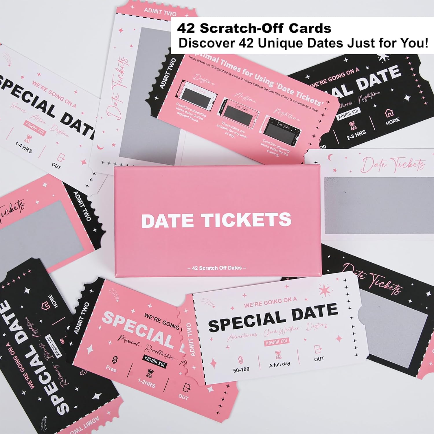 Thumbnail 1 de KAWAII KOI 42 Scratch Off Date Night Ideas for Couples – A simple, fun way to refresh date nights