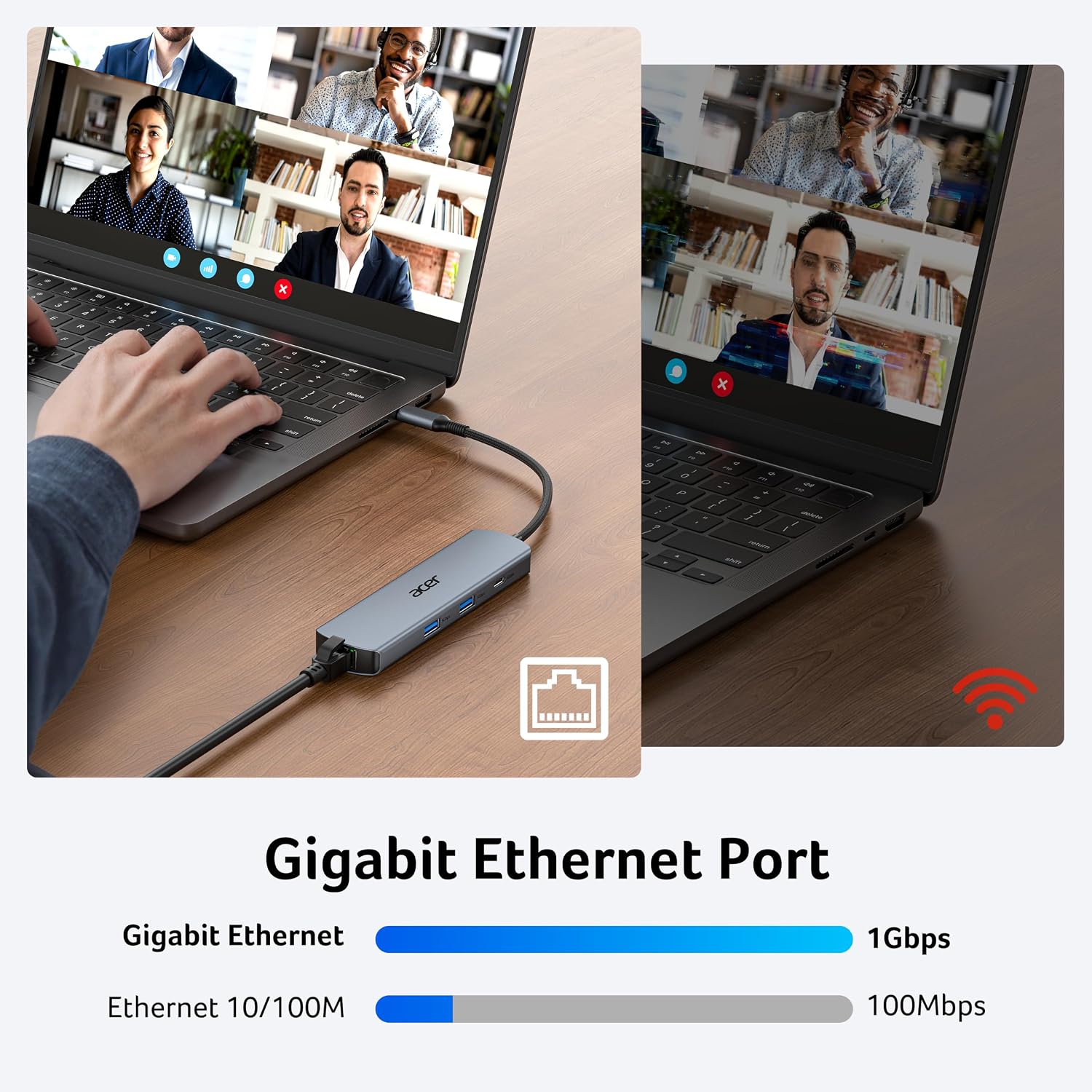 Detalle 2 de Acer ODK5D0 6-in-1 USB-C Hub with 4K HDMI, Gigabit Ethernet and 100W PD