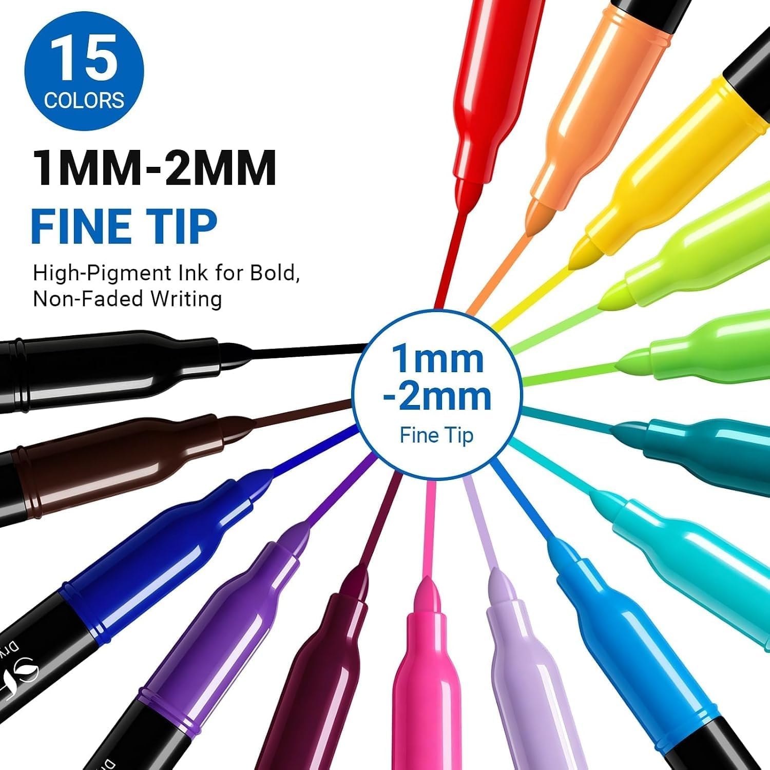 Detalle de SFAIH MA0007 Fine Tip Dry Erase Markers, 30-Pack, 15 Colors, 1–2 mm Line
