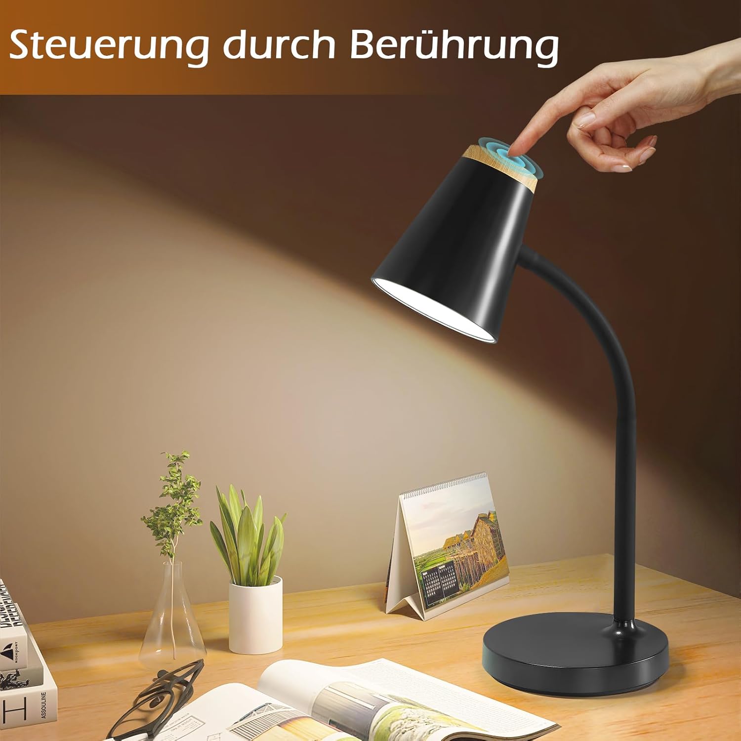 Thumbnail 3 de GyroVu LED Schreibtischlampe – stufenlos dimmbar, Berührungskontrolle und flexibler Gänsehals