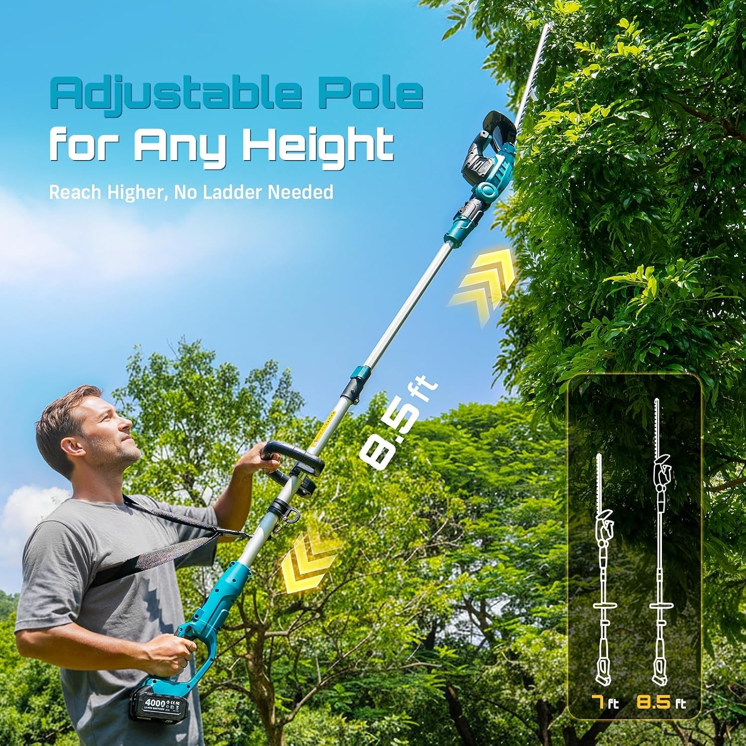 Detalle 2 de SEESII Cordless Hedge Trimmer, 20-inch blade