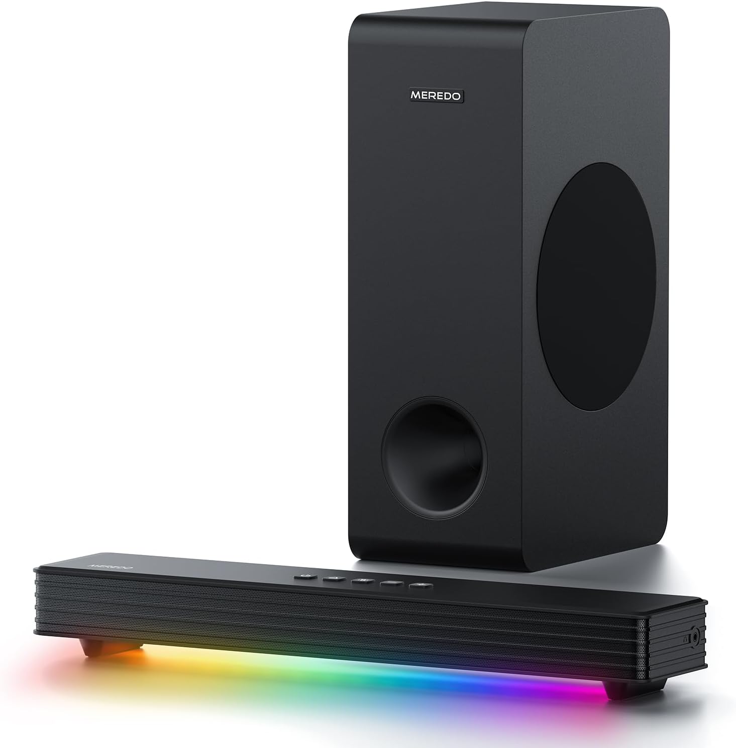 Detalle de MEREDO G38-US 3.1-Channel Soundbar with Wired Subwoofer and RGB Lighting