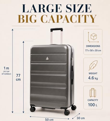 Thumbnail 1 de Aerolite Premium Large 28in 100L FlexShell Hard Shell 8 Wheel Suitcase