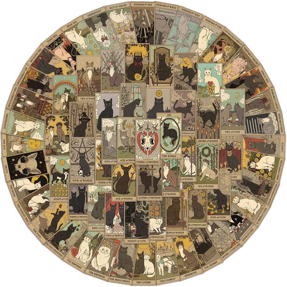 Detalle 1 de Cat Tarot Vinyl Stickers, 72-Piece Set