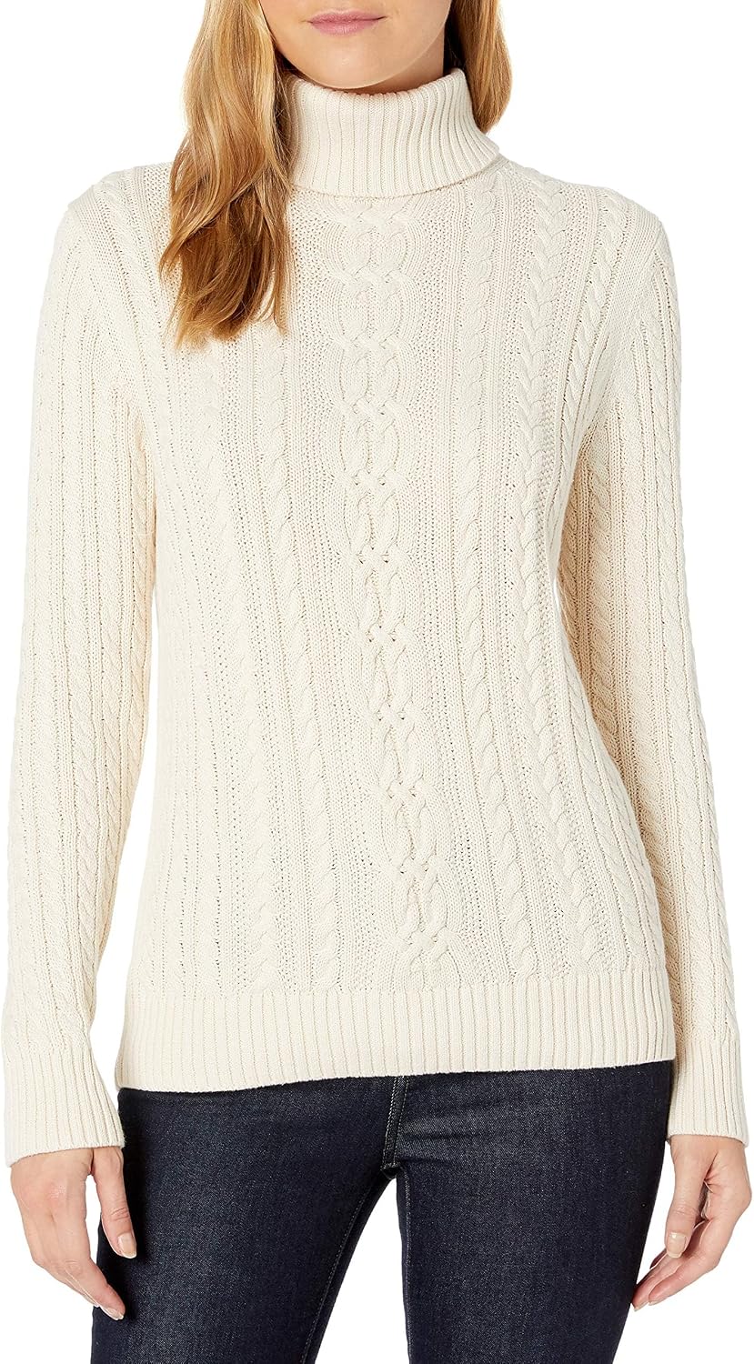 Detalle de Amazon Essentials Damen Leichter Rollkragenpullover mit Zopfmuster – Übergröße verfügbar