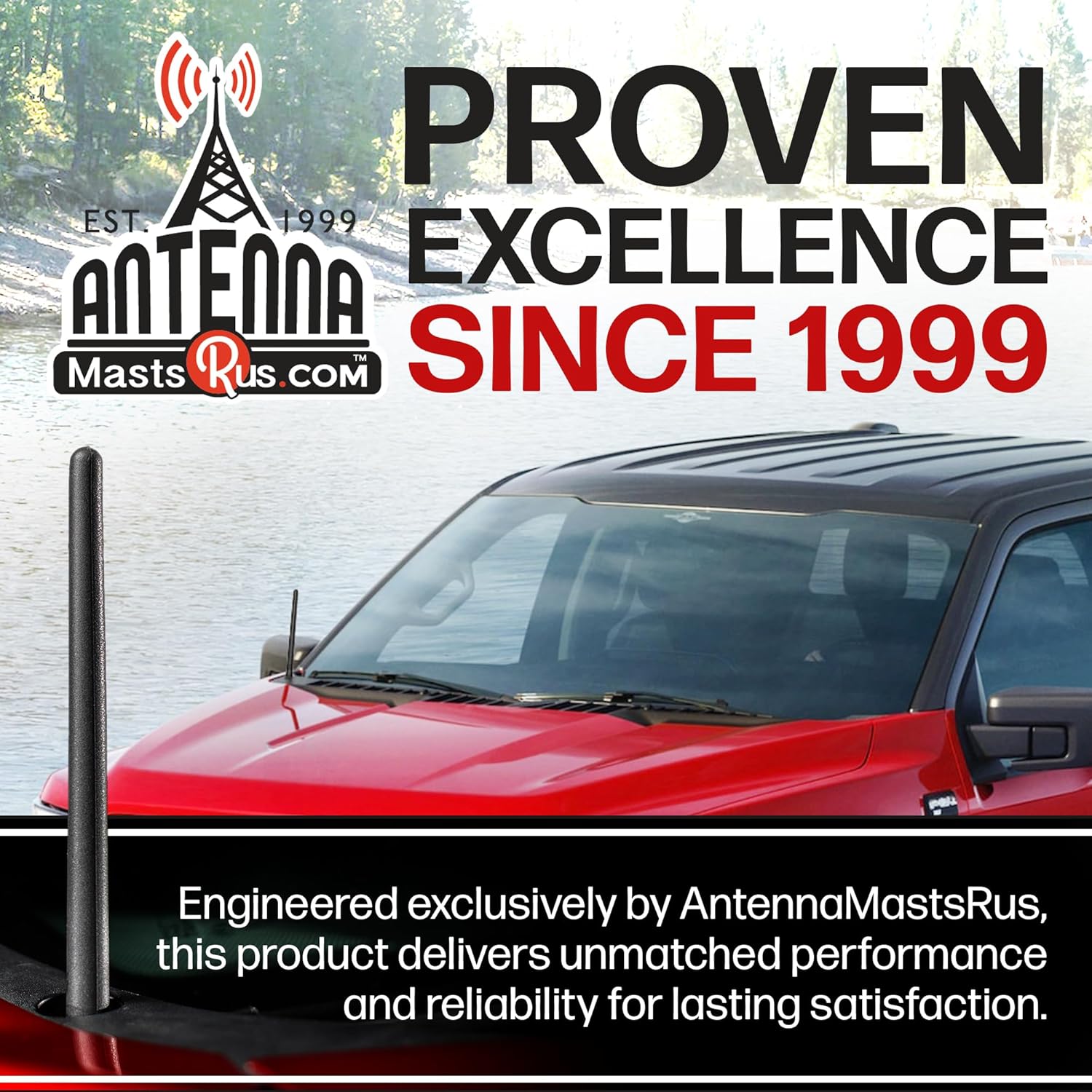 Thumbnail 1 de AntennaMastsRus Short Rubber Antenna for Ford F-150 (2009-2026) & Bronco (21-26) – 6 3/4 Inch, Copper Coil, Car Wash Safe