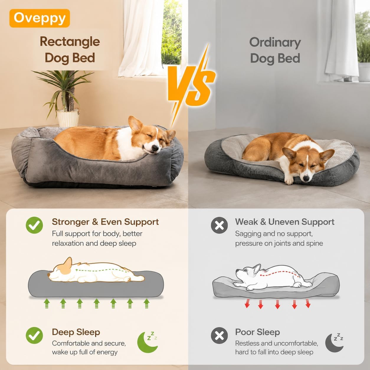 Detalle 2 de Oveppy Dog Bed Medium 25 x 21 x 8inches