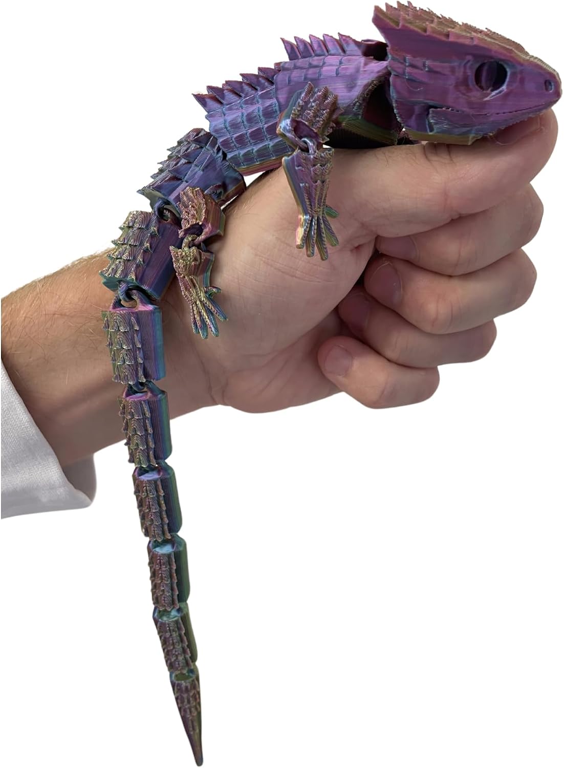 RJW Design Store Large Reptile Fidget Toy – Articulated Lizard with Colour-Changing Gradient