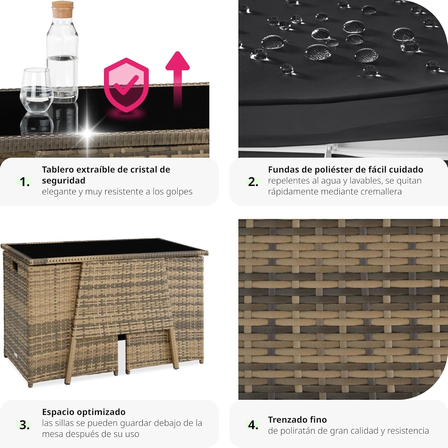 Thumbnail 6 de tectake Conjunto jardín ratán 2 plazas