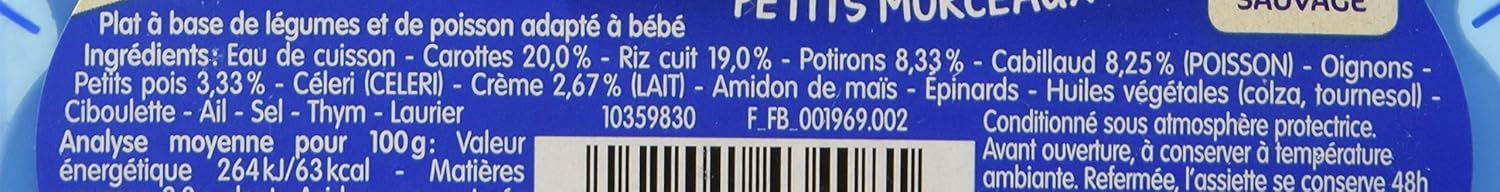 Detalle 2 de Blédichef Repas Bébé 15 Mois – 9 Plats Légumes Cabillaud, Morceaux Utlisés dans une Assiette Réutilisable