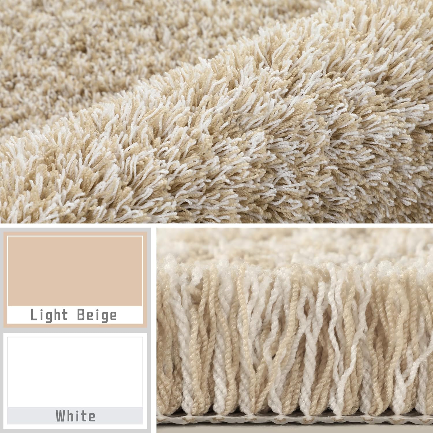 Thumbnail 2 de Yimobra 36x24 Plush Bathroom Rugs Non-Slip Washable Bath Mat (Light Beige and White)