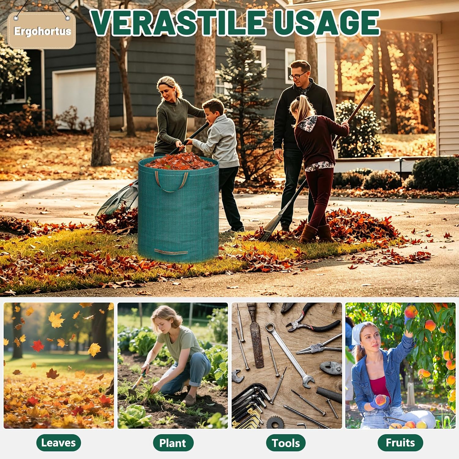Thumbnail 6 de Ergohortus Heavy Duty Garden Waste Bags — 300L, Reusable with Handles, Waterproof & Foldable