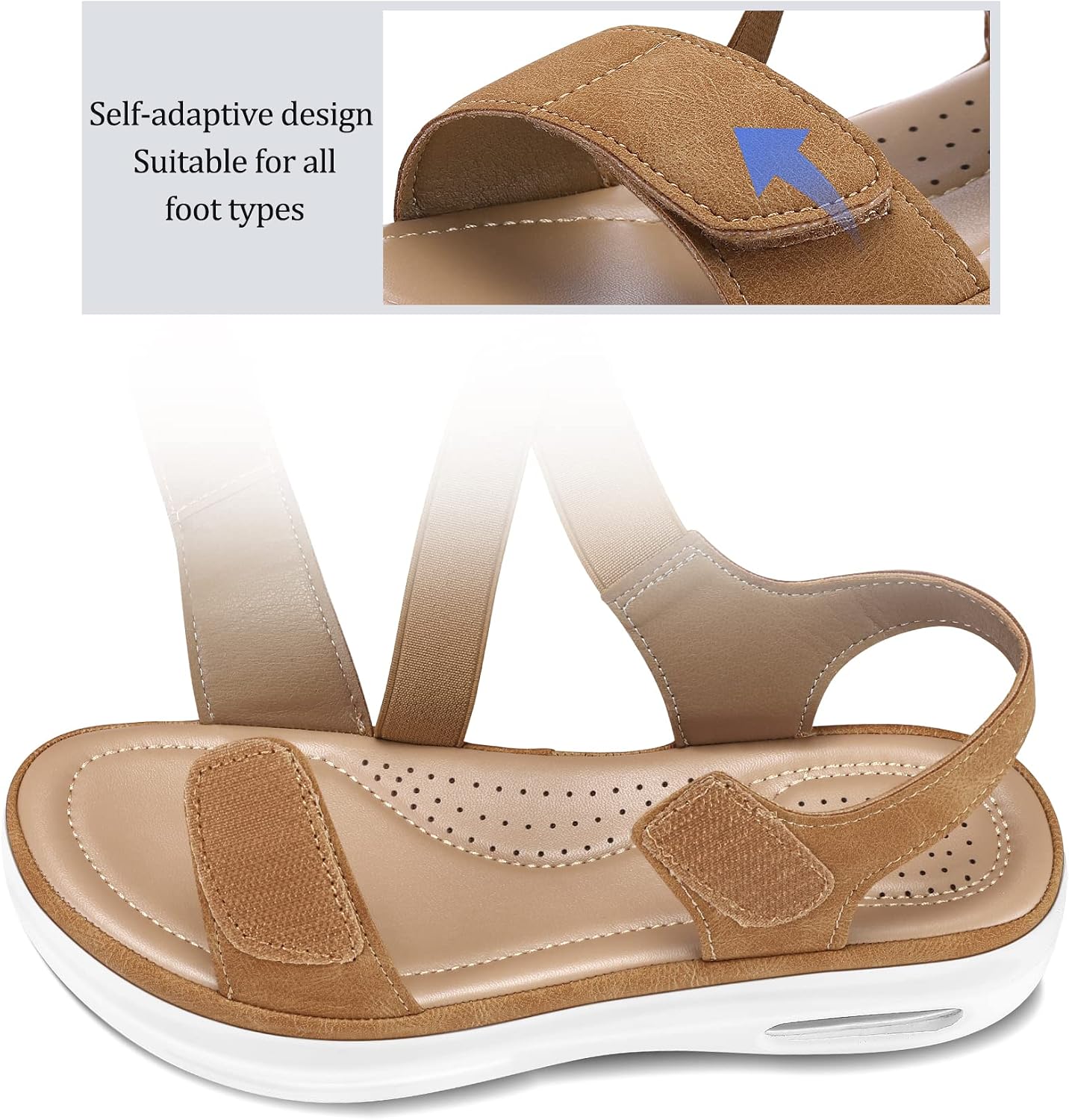 Detalle 2 de mysoft Women's Summer Walking Sandals with Air Cushion and Ankle Strap