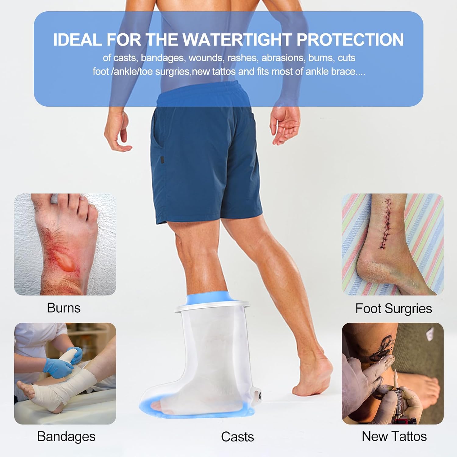 Thumbnail 6 de YUNCHI Protection de douche pour jambe étanche