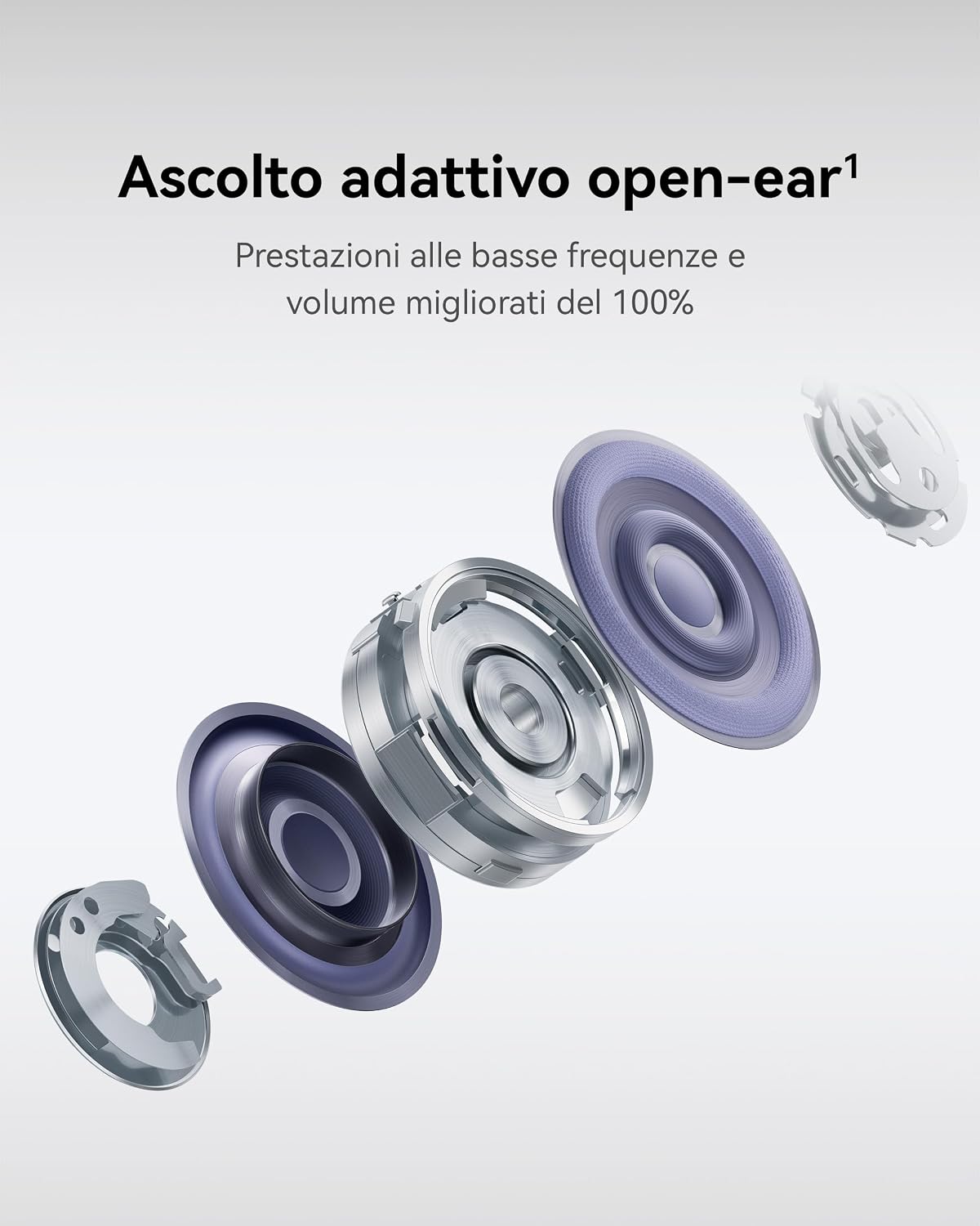 Detalle de HUAWEI FreeClip 2 S Argento — Auricolari wireless open-ear leggeri e design comfort tutto il giorno