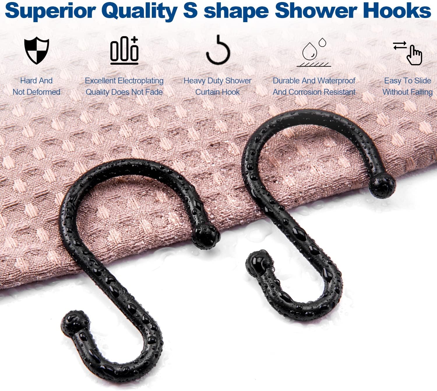 Detalle 1 de TOPROD S-Shaped Shower Curtain Hooks, Set of 12