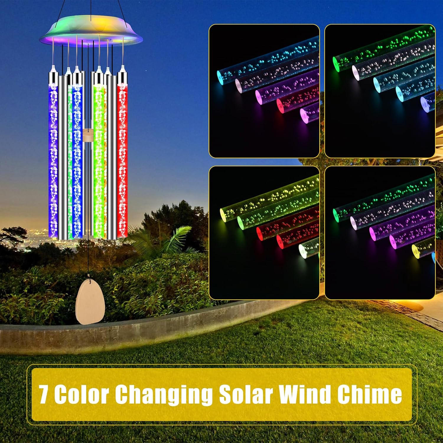 Thumbnail 1 de Fohil Fohil-109 Solar Tube Wind Chime with Colour-Changing LEDs, IP55