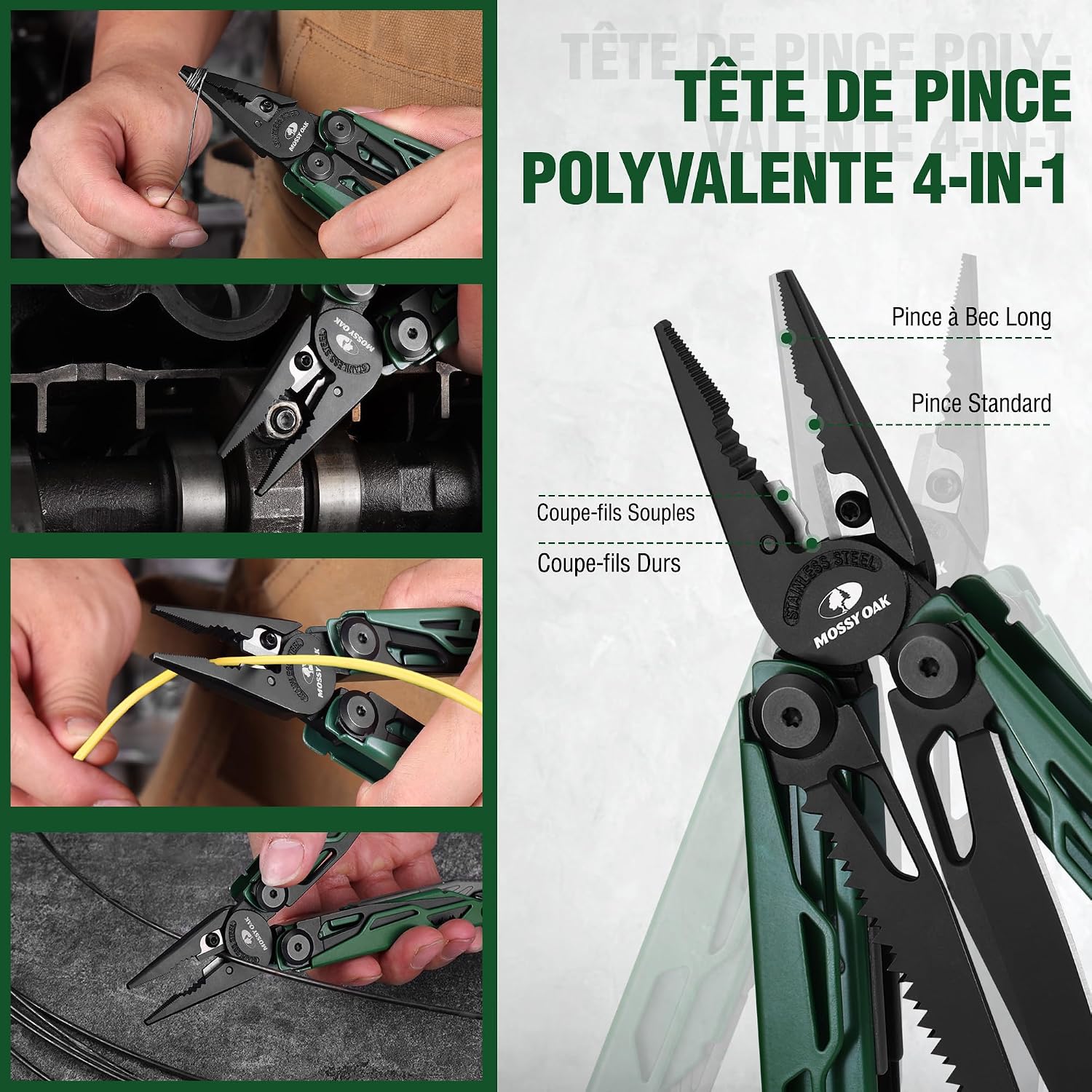 Thumbnail 3 de MOSSY OAK Pince Multifonction 27 en 1 — Acier inoxydable, compact et robuste