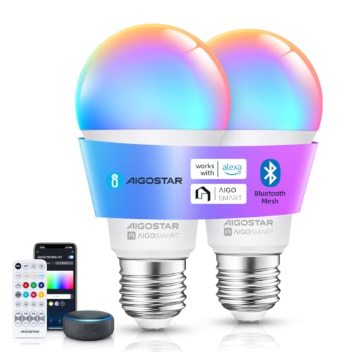 Detalle de Aigostar Bombilla inteligente E27, A60, 12W, 1150 LM (2 uds) – iluminación conectada para tu hogar