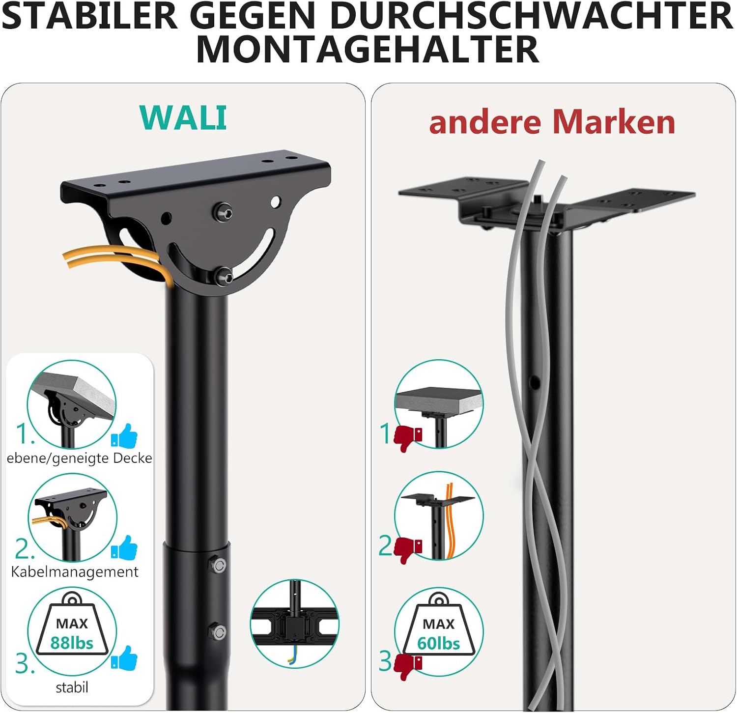 Thumbnail 6 de WALI CM2665-P Ceiling TV Mount 26–65 inch