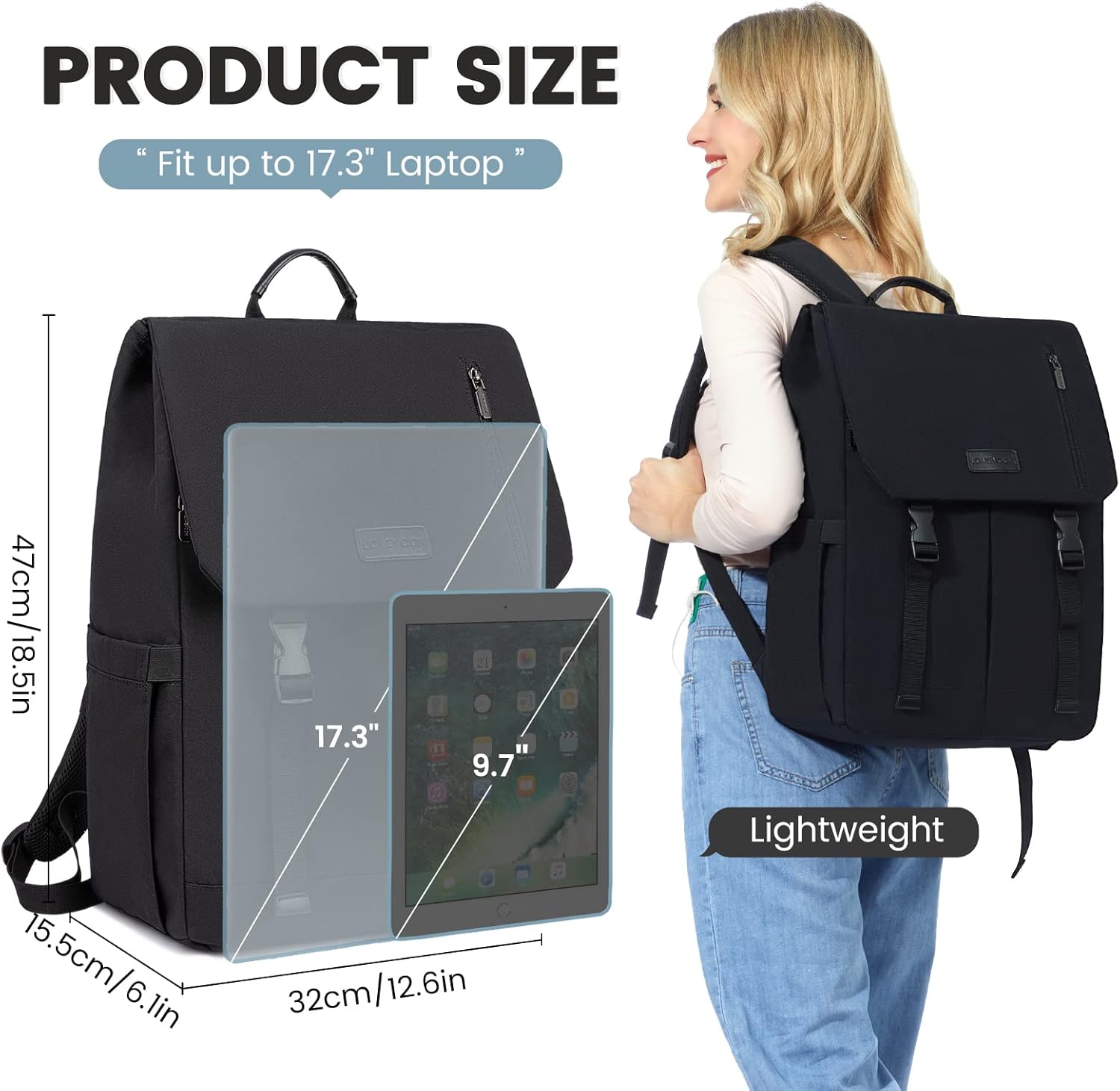Detalle 2 de LOVEVOOK Laptop Rucksack 17,3 Zoll