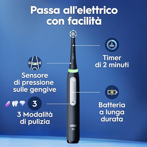 Detalle de Oral-B iO 3 Spazzolino Elettrico Nero con 1 Testina, Custodia e Dentifricio
