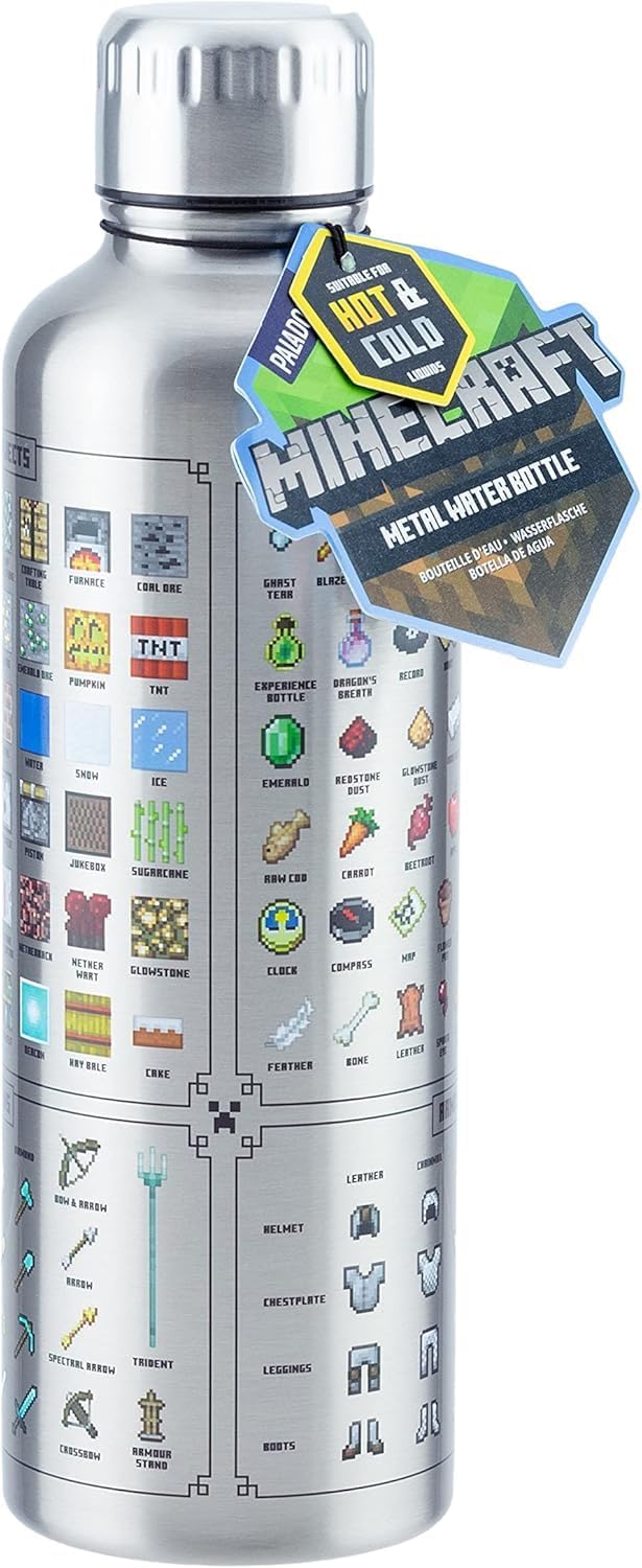 Detalle de Paladone Minecraft Metal Water Bottle metalen drinkfles, 500 ml, dubbelwandig