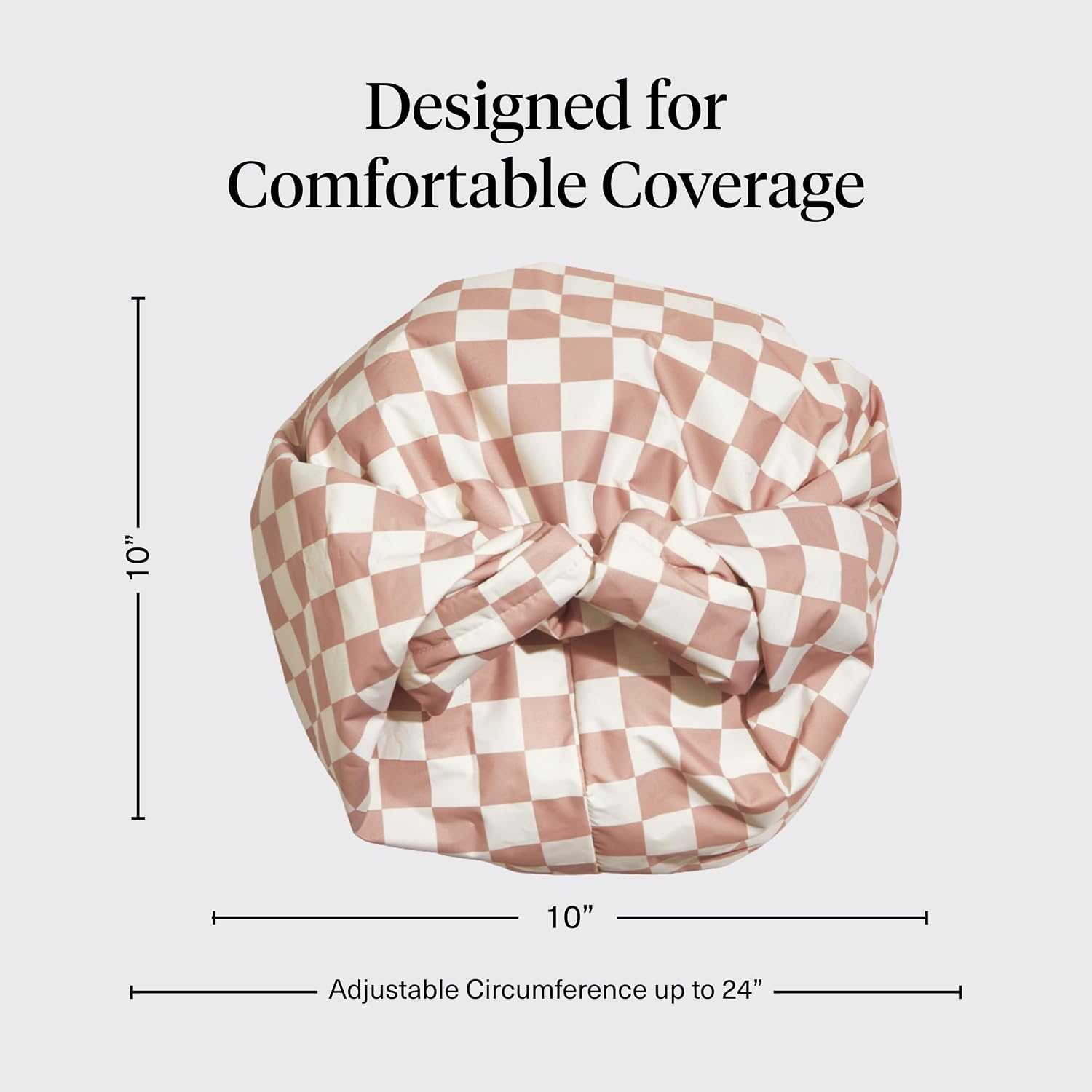 Detalle 2 de Kitsch 61418 Satin-Lined Flexi Shower Cap, Terracotta Checker