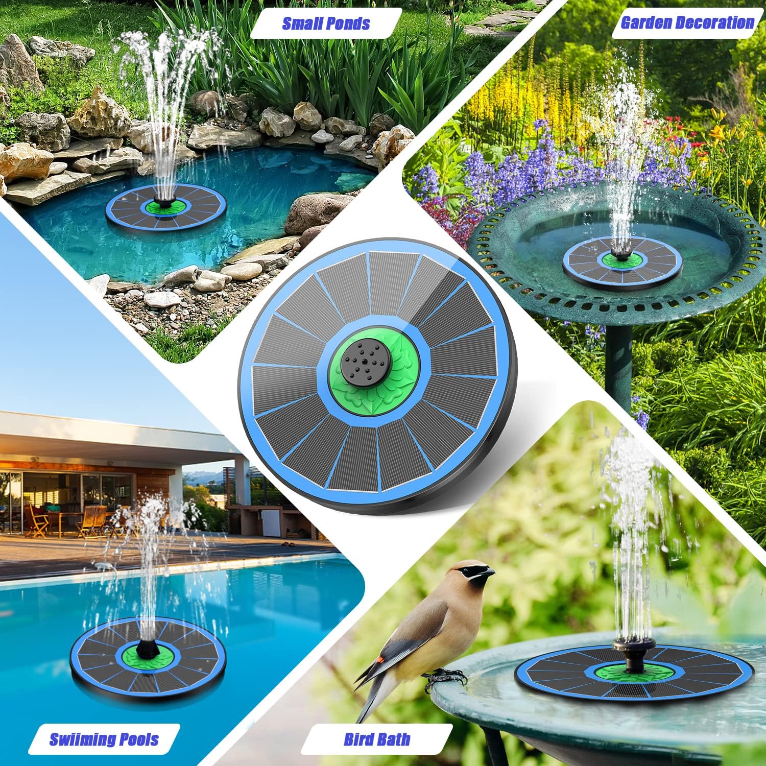 Thumbnail 5 de SZMP Solar Fountain Green Flower – Upgrade 3.5W solar bird bath fountain with 7 nozzles