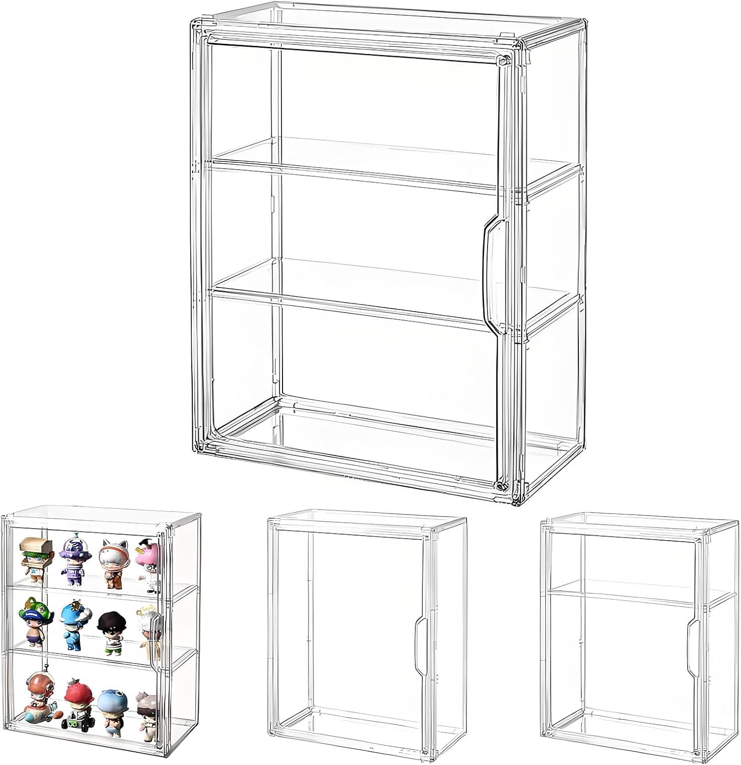 Detalle de Brizuf 1 acryl vitrinekast met 3 lagen en magnetische deur